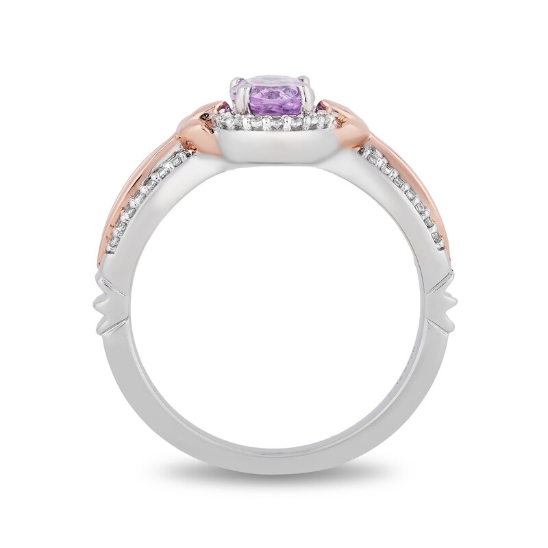 Main Image 3 of Enchanted Disney Rapunzel Oval Amethyst and 1/6 CT. T.W. Diamond Ring in Sterling Silver and 10K Rose Gold
