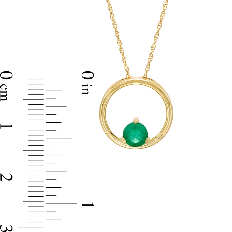 Main Image 3 of 5.0mm Emerald Solitaire Open Circle Pendant in 10K Gold
