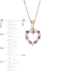 Thumbnail Image 2 of Ruby and Diamond Accent Alternating Heart Outline Pendant in 10K Gold