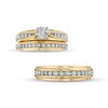 Thumbnail Image 5 of 1/2 CT. T.W. Composite Diamond Wedding Ensemble in 10K Two-Tone Gold - Size 7 and 10.5