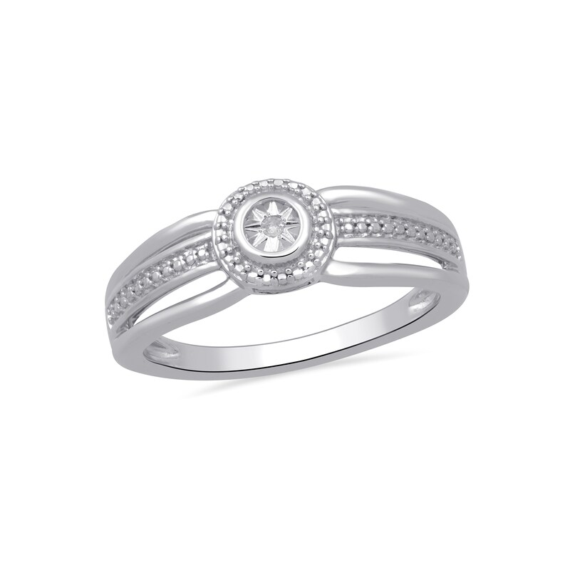 Main Image 1 of Diamond Accent Frame Split Shank Ring in Sterling Silver