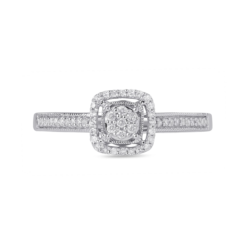 Main Image 3 of 1/6 CT. T.W. Diamond and Amethyst Square Frame Engagement Ring in Sterling Silver
