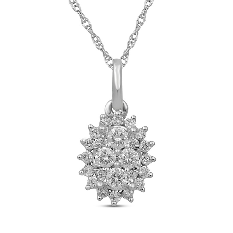 Main Image 1 of 1/4 CT. T.W. Composite Diamond Starburst Pendant in 14K White Gold