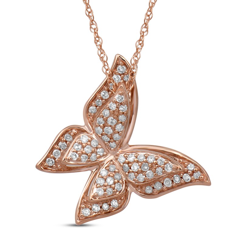 1/4 CT. T.W. Diamond Butterfly Pendant in 10K Rose Gold Zales Outlet