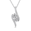 Thumbnail Image 1 of 1/2 CT. T.W. Diamond Bypass Flame Pendant in 10K White Gold
