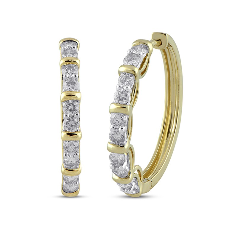 1 CT. T.W. Diamond Hoop Earrings in 10K Gold