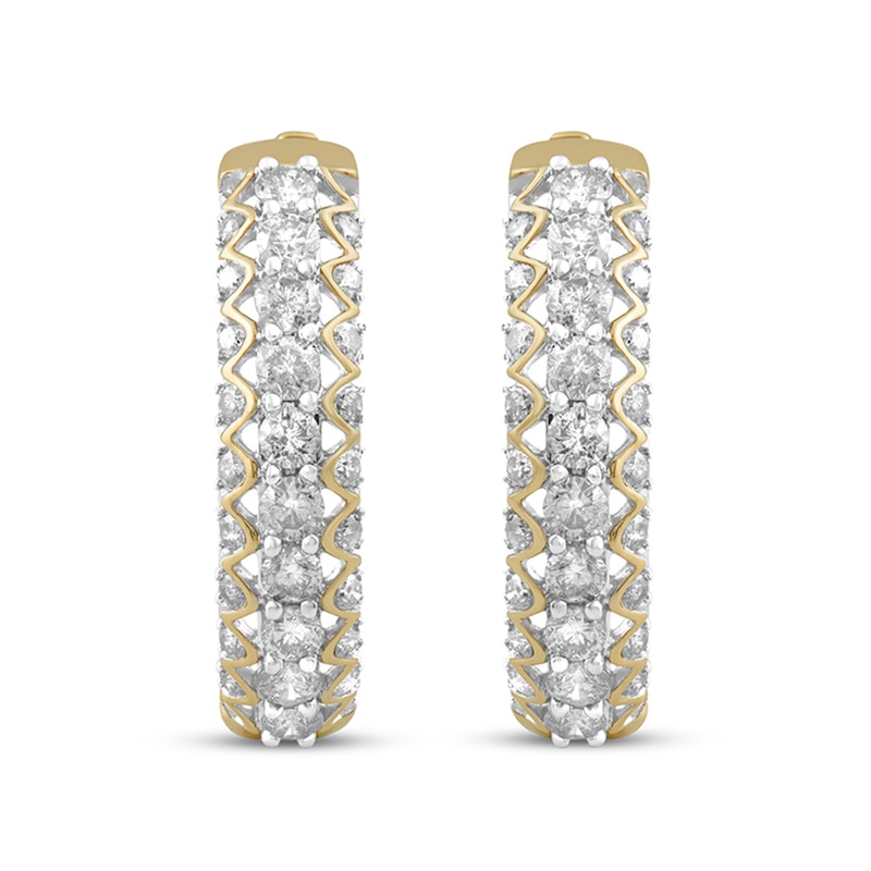 2 CT. T.W. Diamond Multi-Row Hoop Earrings in 10K Gold