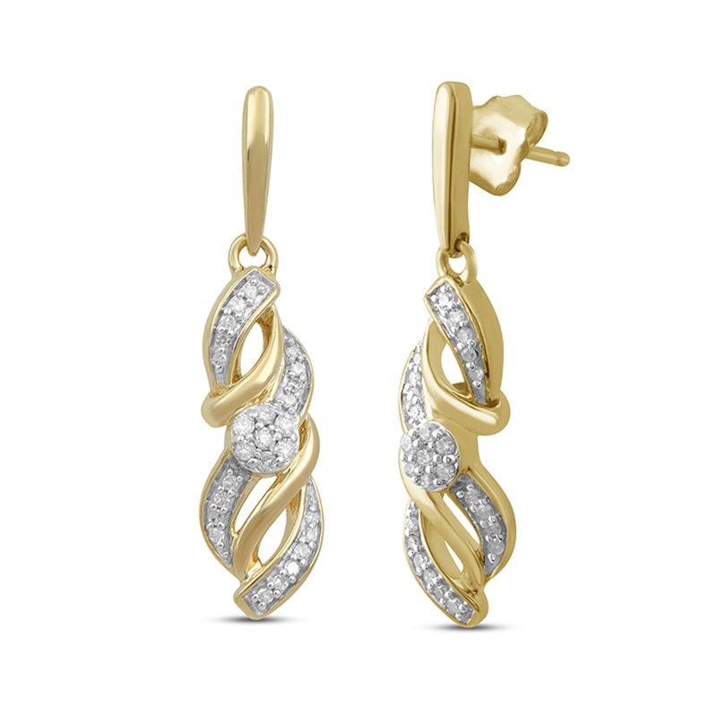 1/5 CT. T.W. Diamond Flame Drop Earrings in 10K Gold