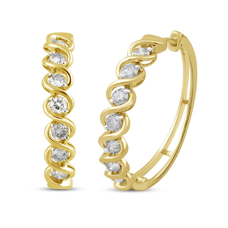 Main Image 1 of 1 CT. T.W. Diamond Hoop Earrings in 10K Gold