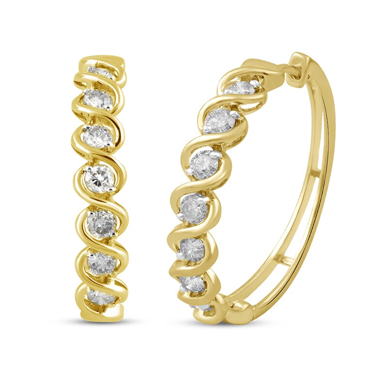 1 CT. T.W. Diamond Hoop Earrings in 10K Gold