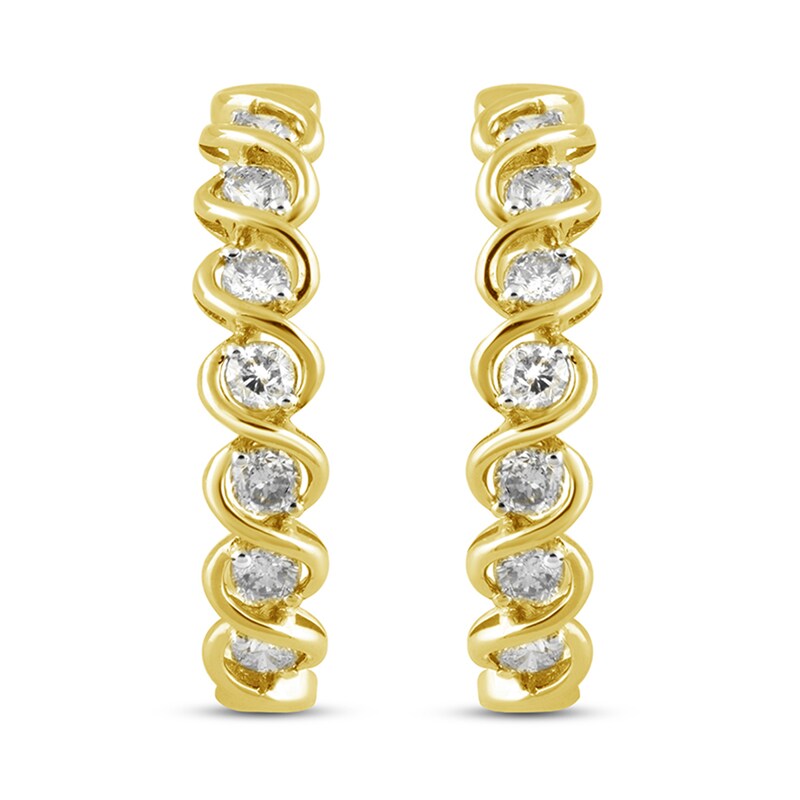 Main Image 2 of 1 CT. T.W. Diamond Hoop Earrings in 10K Gold
