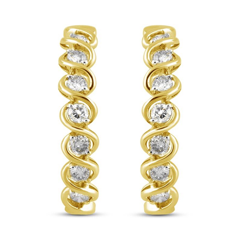 1 CT. T.W. Diamond Hoop Earrings in 10K Gold