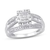 Thumbnail Image 1 of 1/2 CT. T.W. Multi-Stone Diamond Frame Split Shank Engagement Ring in 10K White Gold
