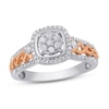 Thumbnail Image 1 of 1/3 CT. T.W. Diamond Cushion Frame Engagement Ring in Sterling Silver and 14K Rose Gold