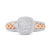 Thumbnail Image 3 of 1/3 CT. T.W. Diamond Cushion Frame Engagement Ring in Sterling Silver and 14K Rose Gold