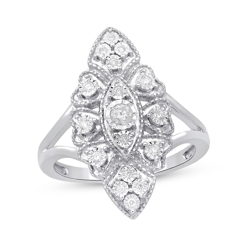 Main Image 1 of 1/6 CT. T.W. Diamond Art Deco Ring in Sterling Silver