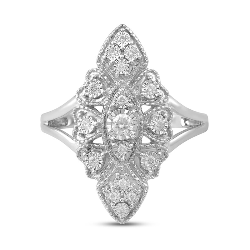 Main Image 3 of 1/6 CT. T.W. Diamond Art Deco Ring in Sterling Silver