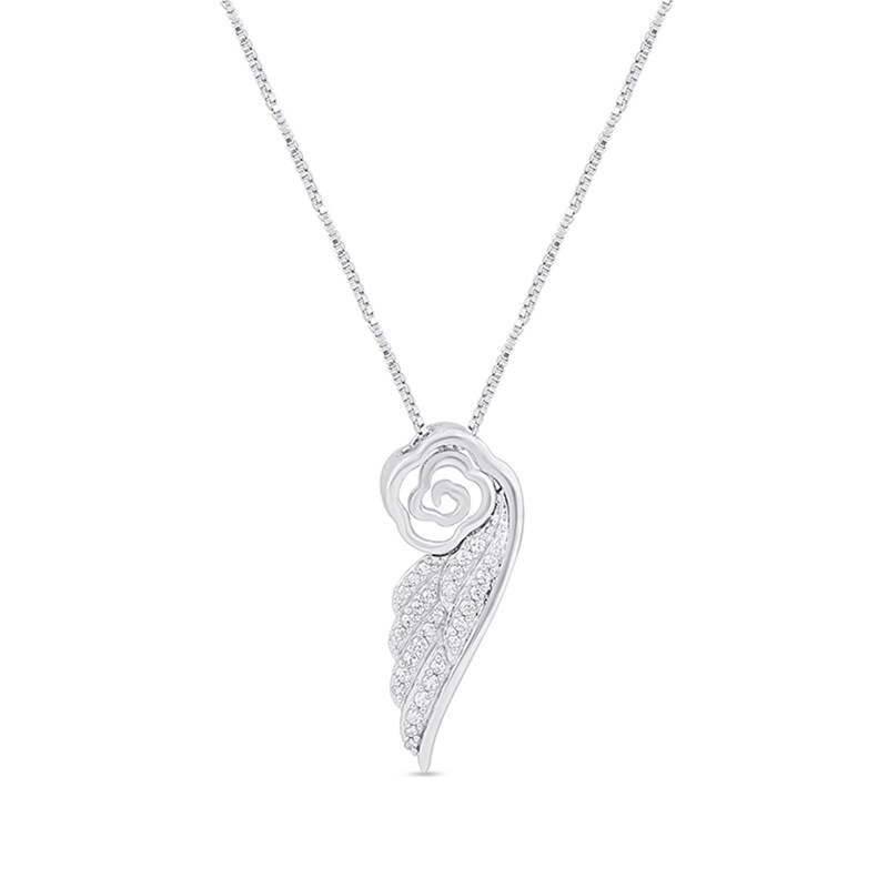 Main Image 1 of 1/10 CT. T.W. Diamond Wing Pendant in Sterling Silver