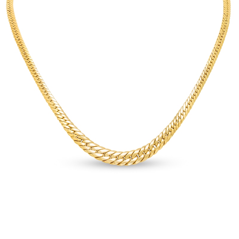 Main Image 1 of Graduated Cuban Curb Chain Necklace in 10K Gold - 18"