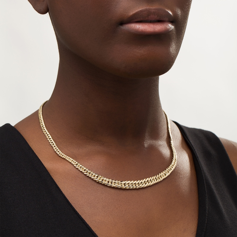 Main Image 2 of Graduated Cuban Curb Chain Necklace in 10K Gold - 18"