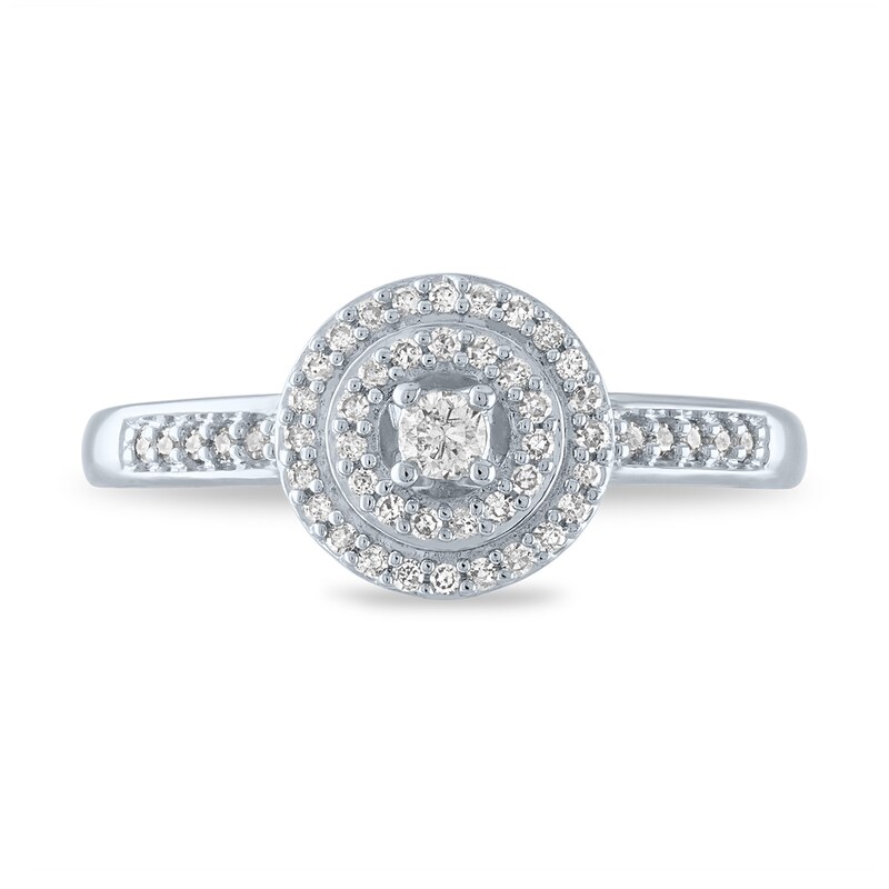 1/5 CT. T.W. Diamond Double Frame Promise Ring in Sterling Silver