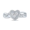 Thumbnail Image 1 of 1/4 CT. T.W. Composite Diamond Heart Frame Twist Shank Promise Ring in Sterling Silver