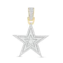 Men's 1/3 CT. T.W. Composite Diamond Triple Frame Star Necklace Charm in 10K Gold