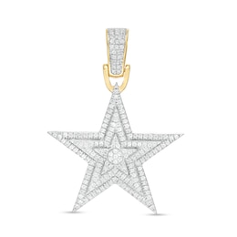 Men's 1/3 CT. T.W. Composite Diamond Triple Frame Star Necklace Charm in 10K Gold