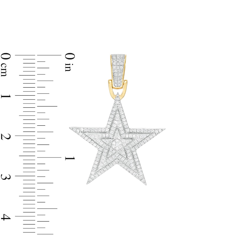 Men's 1/3 CT. T.W. Composite Diamond Triple Frame Star Necklace Charm in 10K Gold