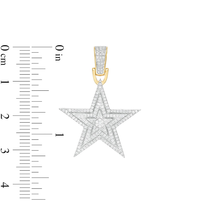 Main Image 2 of Men's 1/3 CT. T.W. Composite Diamond Triple Frame Star Necklace Charm in 10K Gold