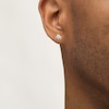 Thumbnail Image 1 of Men's 1/20 CT. T.W. Diamond Beaded Layered Cross Stud Earrings in 10K Gold