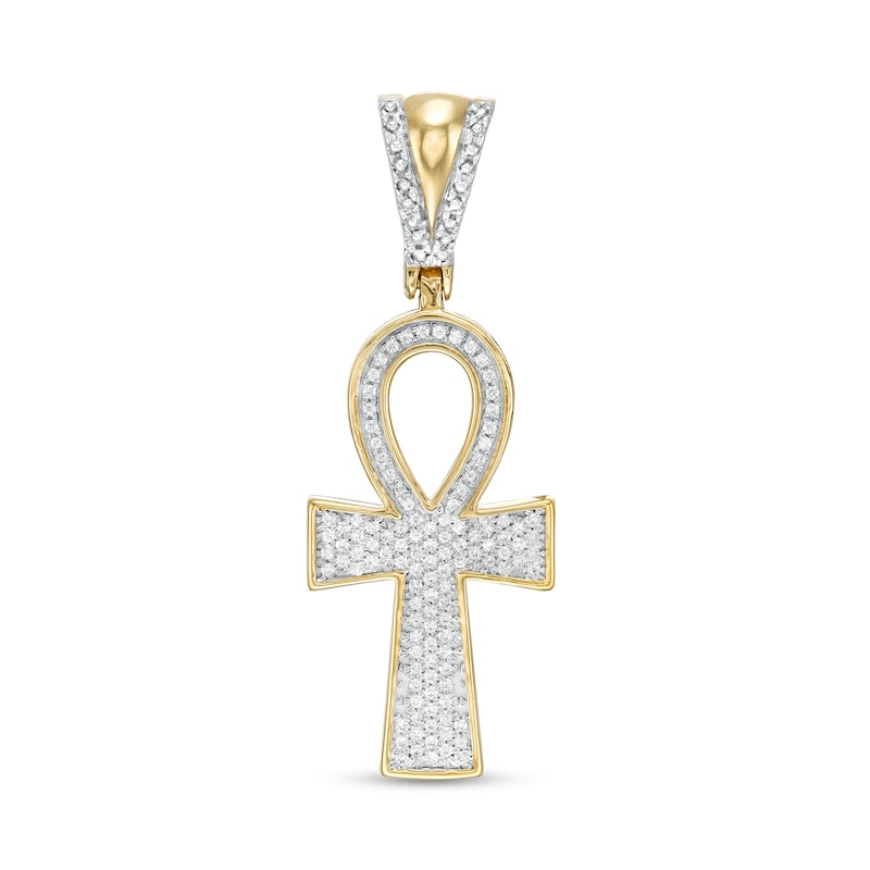 Men's 1/3 CT. T.W. Diamond Ankh Cross Necklace Charm in 10K Gold