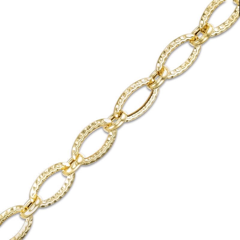 Main Image 1 of 8.75mm Multi-Finish Oval Link Chain Bracelet in Hollow 10K Gold - 7.5
