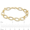 Thumbnail Image 3 of 8.75mm Multi-Finish Oval Link Chain Bracelet in Hollow 10K Gold - 7.5