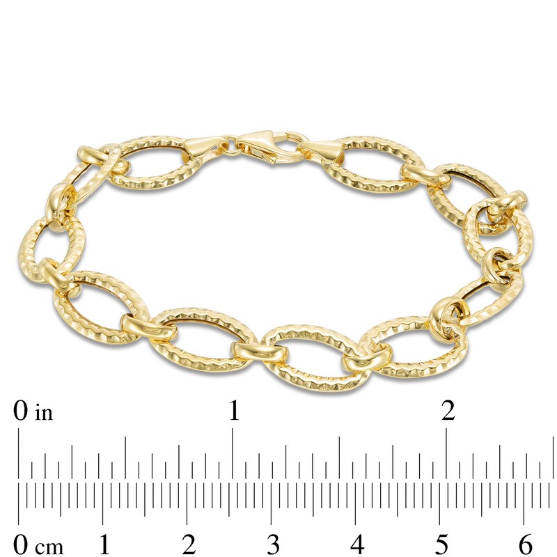 Main Image 3 of 8.75mm Multi-Finish Oval Link Chain Bracelet in Hollow 10K Gold - 7.5