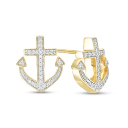 Men's 1/6 CT. T.W. Diamond Anchor Stud Earrings in 10K Gold