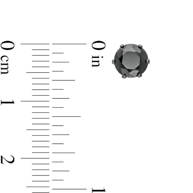 Main Image 3 of Men's 6.0mm Black Spinel Solitaire Stud and Huggie Hoop Earrings Set in Stainless Steel and Black Ion-Plate