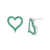 Thumbnail Image 1 of Emerald Heart Outline Stud Earrings in Sterling Silver