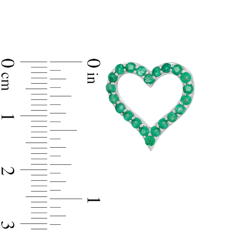 Main Image 3 of Emerald Heart Outline Stud Earrings in Sterling Silver