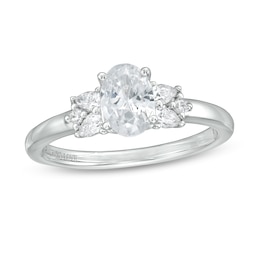 Vera Wang Love Collection 1 CT. T.W. Oval Diamond Tri-Sides Engagement Ring in 14K White Gold