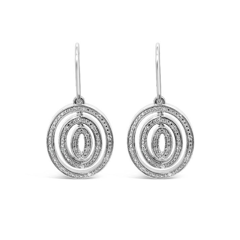 1/8 CT. T.W. Diamond Oval Layered Drop Earrings in Sterling Silver