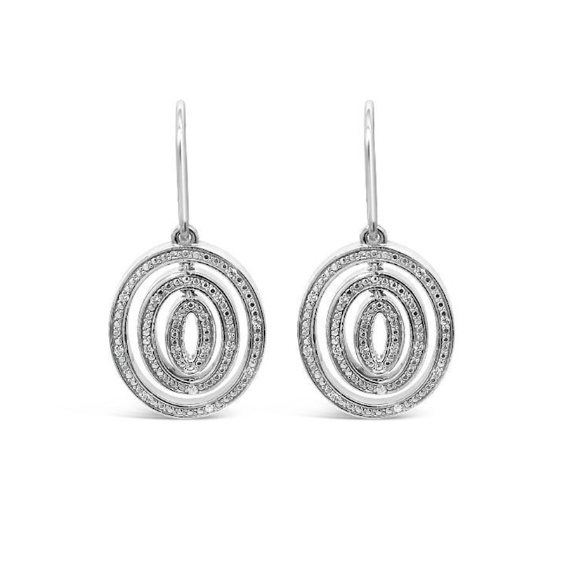 1/8 CT. T.W. Diamond Oval Layered Drop Earrings in Sterling Silver