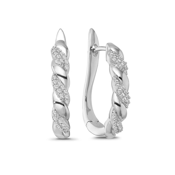 1/5 CT. T.W. Diamond Cascading Ribbon Hoop Earrings in Sterling Silver 1/5 CT. T.W. Diamond Cascading Ribbon Hoop Earrings in Sterling Silver