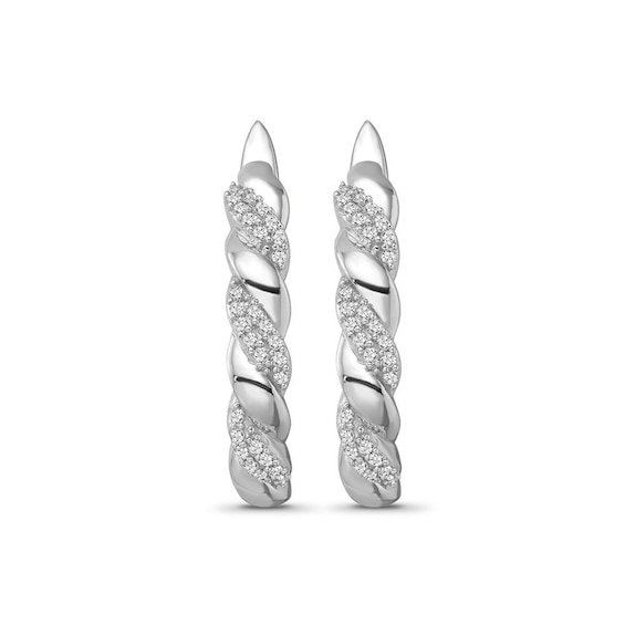 1/5 CT. T.W. Diamond Cascading Ribbon Hoop Earrings in Sterling Silver 1/5 CT. T.W. Diamond Cascading Ribbon Hoop Earrings in Sterling Silver