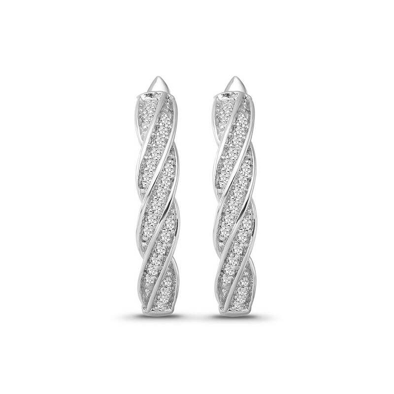 1/6 CT. T.W. Diamond Cascading Hoop Earrings in Sterling Silver