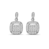 Thumbnail Image 1 of 1/3 CT. T.W. Composite Diamond Cushion Frame Drop Earrings in Sterling Silver