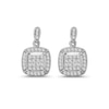 Thumbnail Image 2 of 1/3 CT. T.W. Composite Diamond Cushion Frame Drop Earrings in Sterling Silver