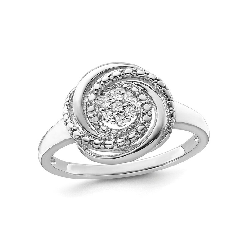 Main Image 1 of 1/15 CT. T.W. Composite Diamond Swirl Ring in Sterling Silver