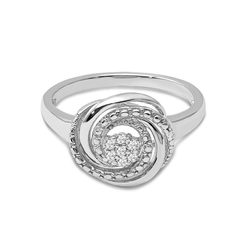 Main Image 4 of 1/15 CT. T.W. Composite Diamond Swirl Ring in Sterling Silver