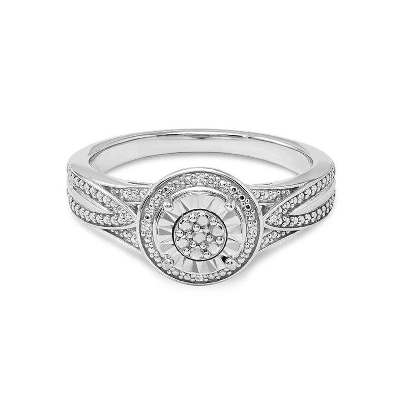 Main Image 4 of 1/4 CT. T.W. Composite Diamond Frame Ring in Sterling Silver